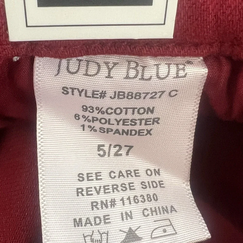 Judy Blue High Rise Drawstring On A Roll Jogger‎ Denim Pants Scarlet Sz 5/27